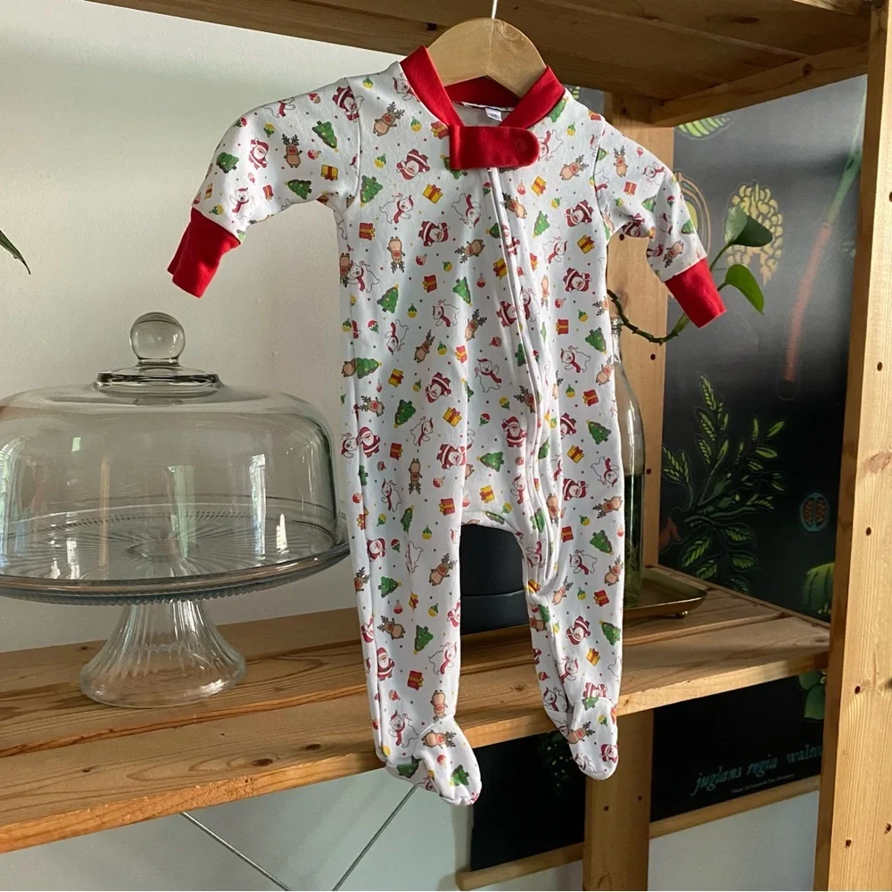 Magnolia Baby Christmas Print Pima Cotton Footie